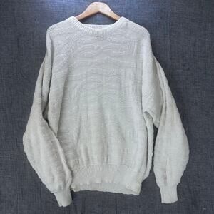 Boathouse Row Vintage Cotton Knit Sweater Cream Crewneck USA Made men’s